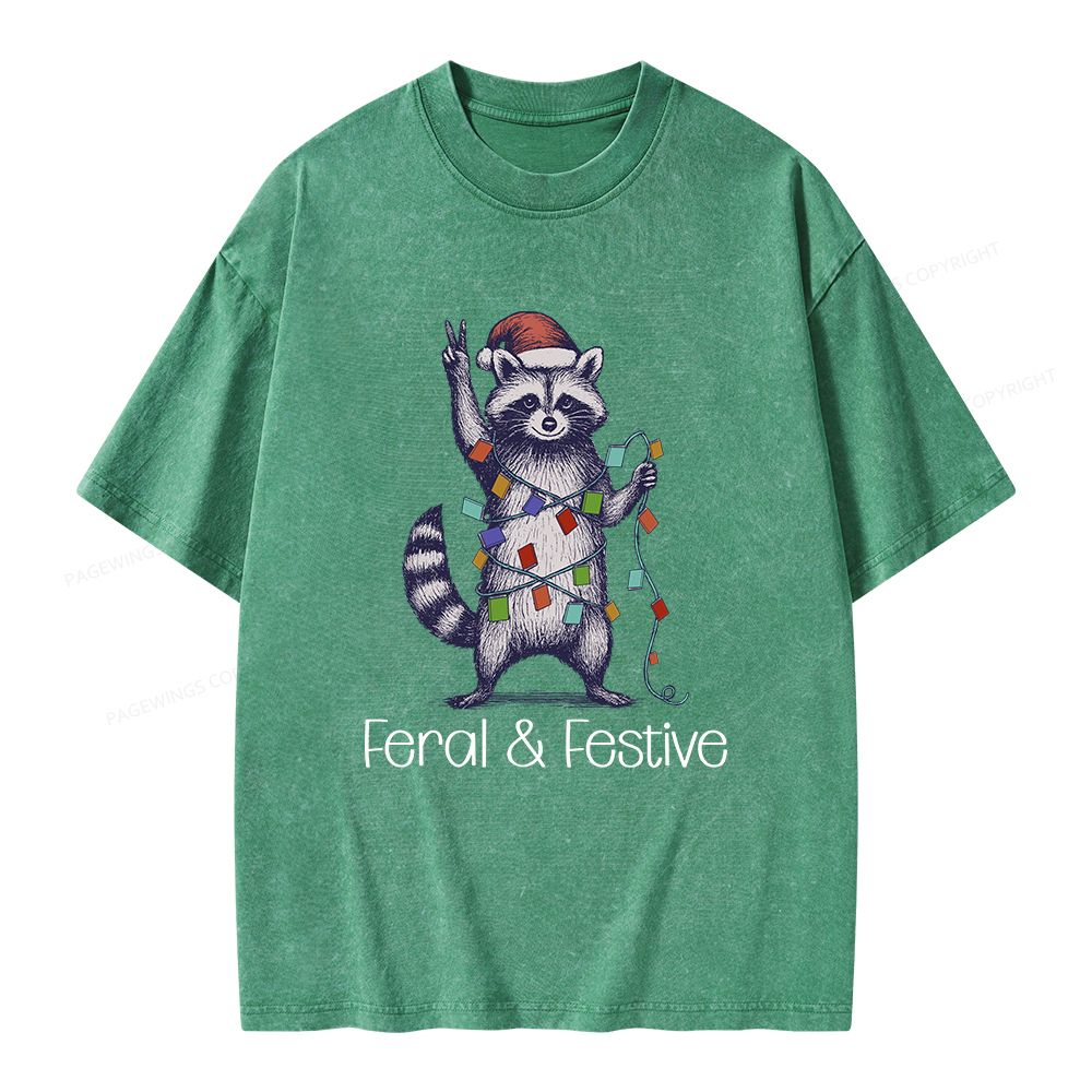 Pagewings Feral and Festive Unisex Washed T-shirt
