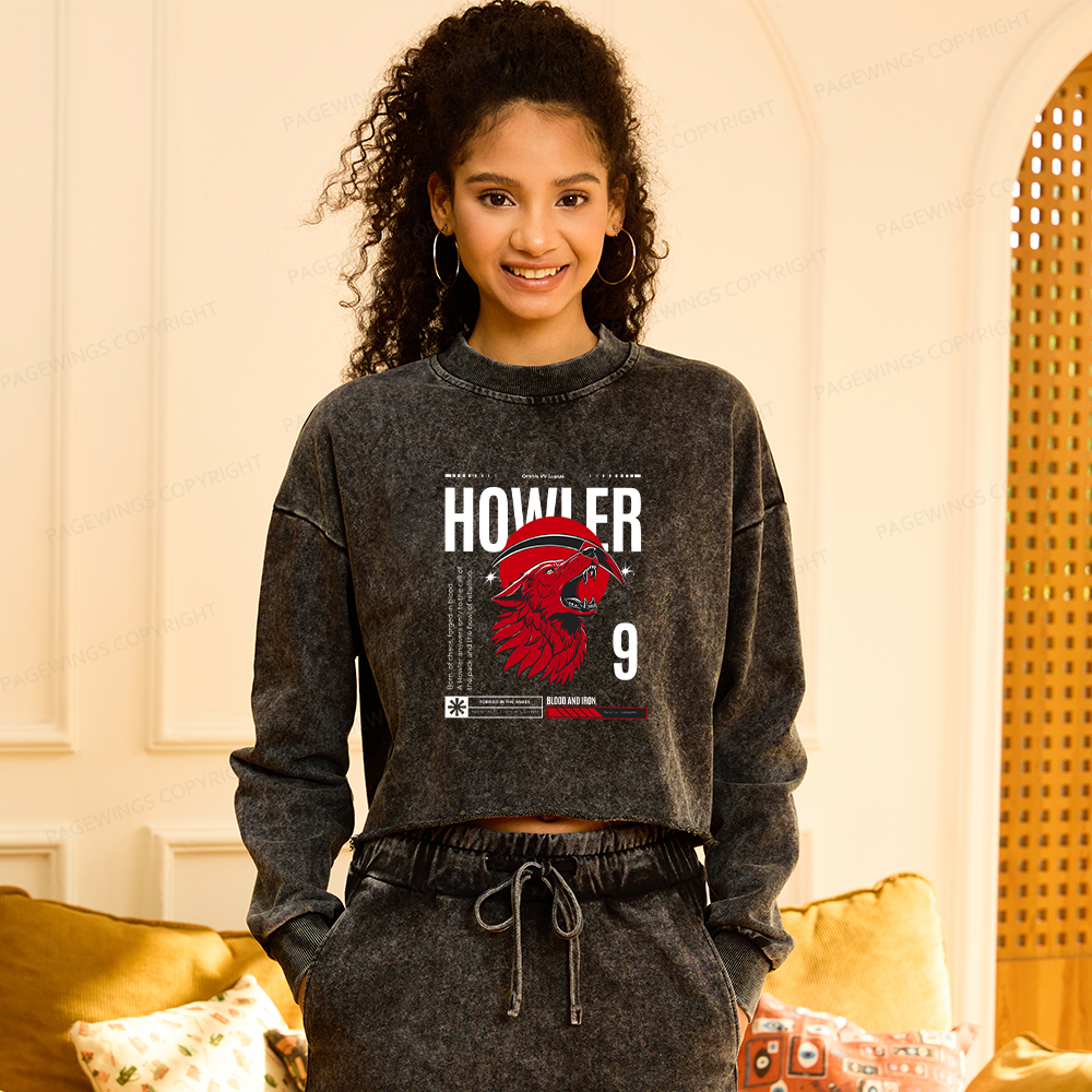Pagewings Howler Women Washed Crop Sweatshirt
