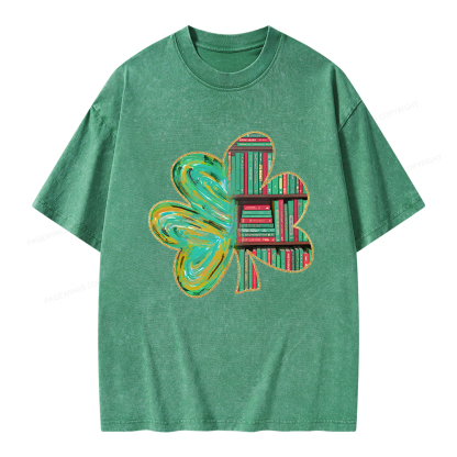 Pagewings Cloverleaf Creative Bookshelf Unisex Washed T-shirt