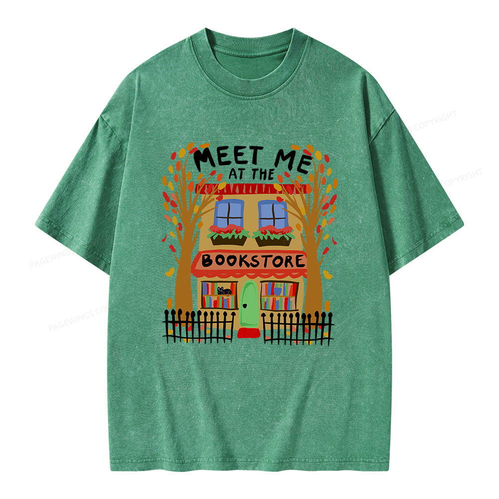 Pagewings Meet Me At The Bookstore Unisex Washed T-shirt