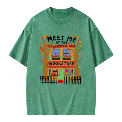 Pagewings Meet Me At The Bookstore Unisex Washed T-shirt