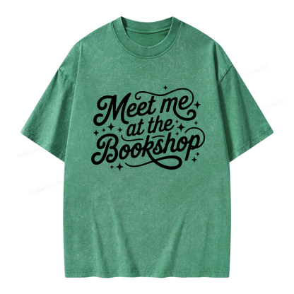 Pagewings Meet Me At The Bookshop Unisex Washed T-shirt