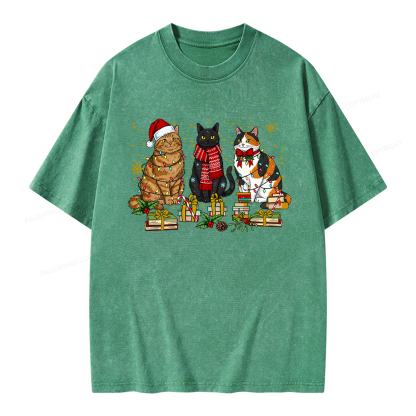 Pagewings Meowy Booksmas Unisex Washed T-shirt