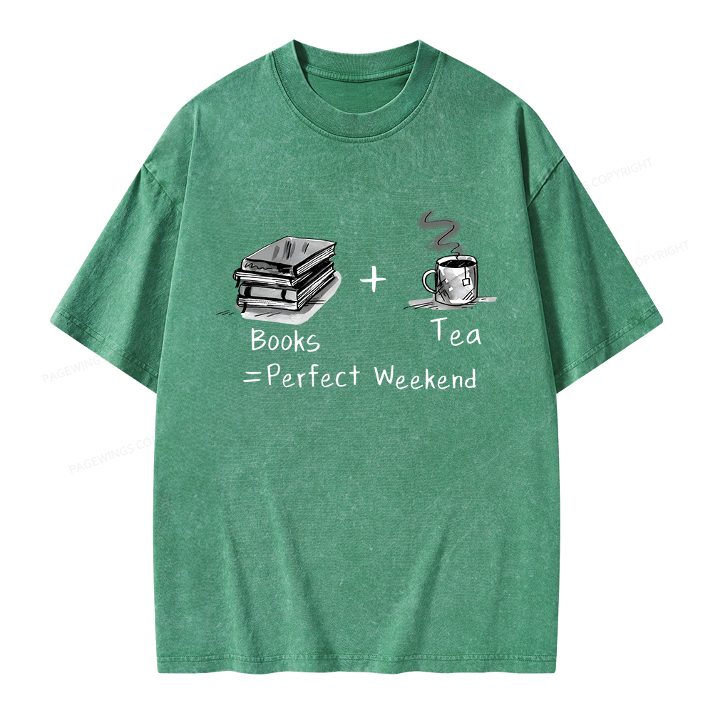 Pagewings Books Tea Perfect Weekend Unisex Washed T-shirt