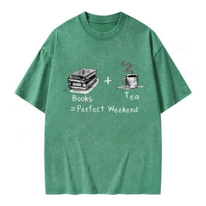 Pagewings Books Tea Perfect Weekend Unisex Washed T-shirt