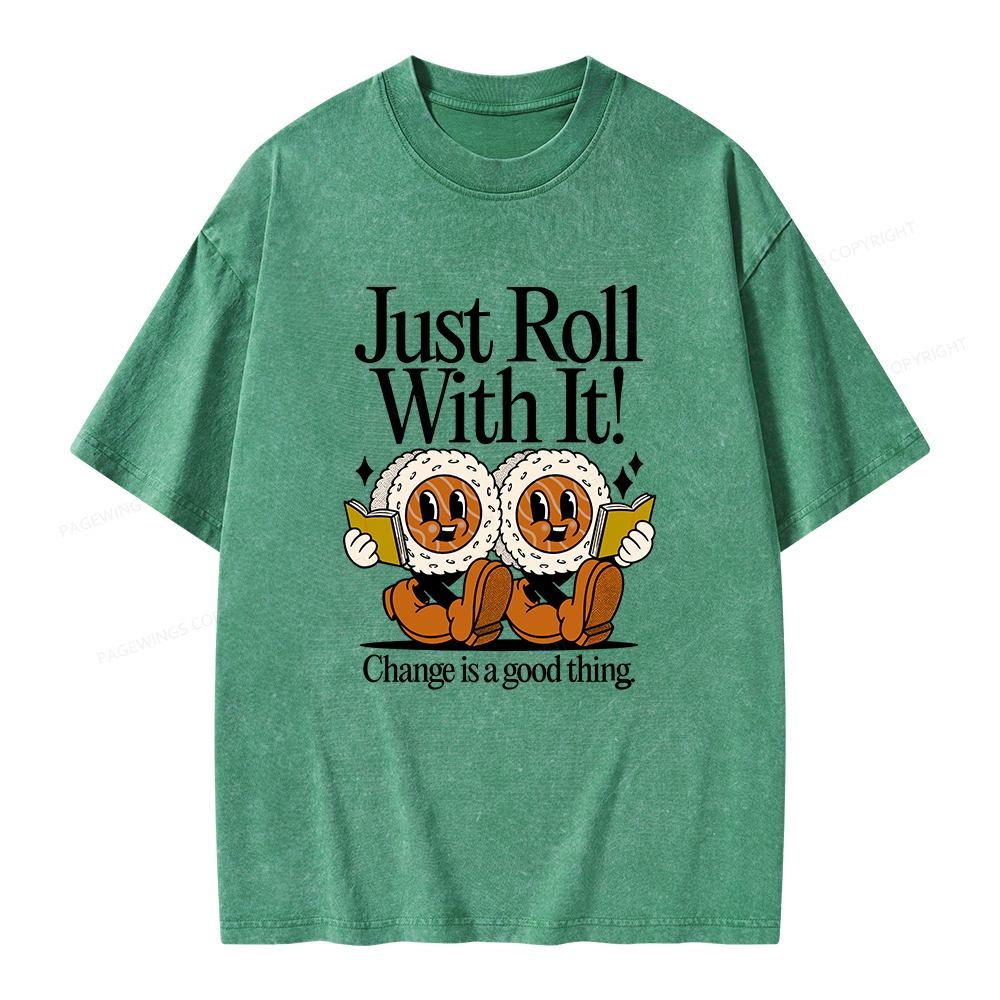 Pagewings Just Roll Into a Book Unisex Washed T-shirt