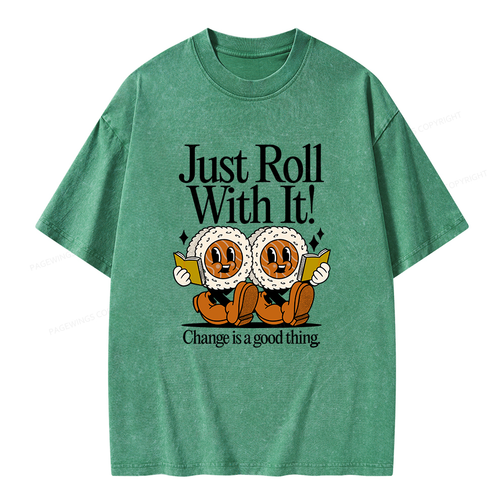 Pagewings Just Roll Into a Book Unisex Washed T-shirt
