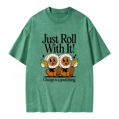 Pagewings Just Roll Into a Book Unisex Washed T-shirt