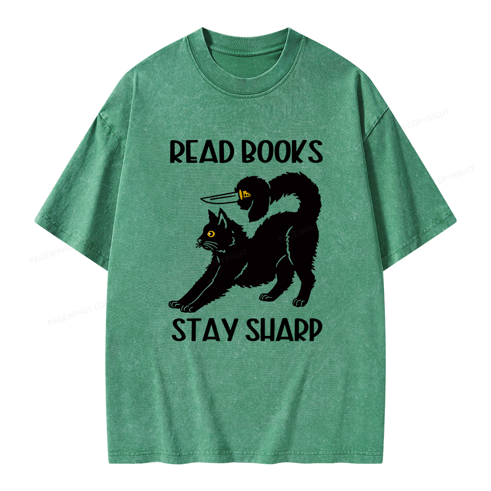 Pagewings Read Books Stay Sharp Unisex Washed T-shirt