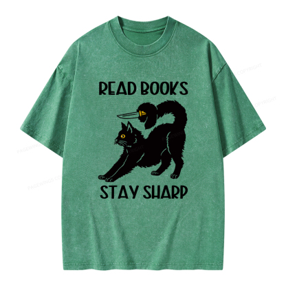 Pagewings Read Books Stay Sharp Unisex Washed T-shirt