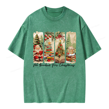 Pagewings All Booked for Christmas Unisex Washed T-shirt