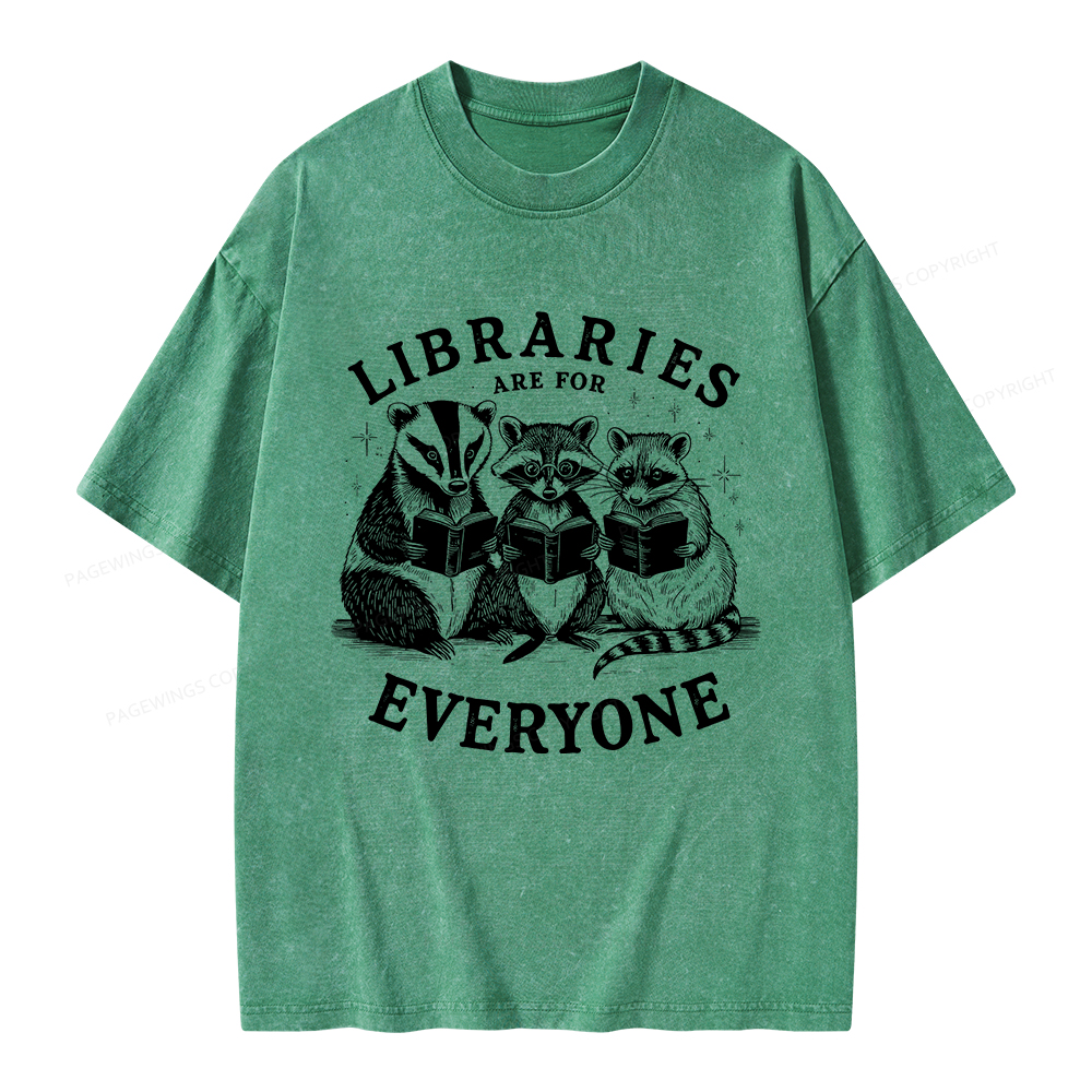Pagewings Libraries Are For Everyone Unisex Washed T-shirt