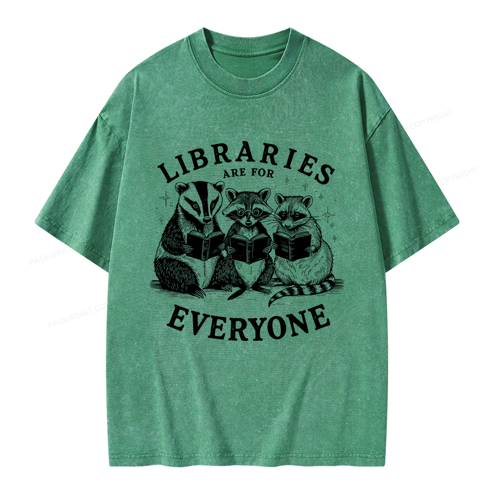 Pagewings Libraries Are For Everyone Unisex Washed T-shirt