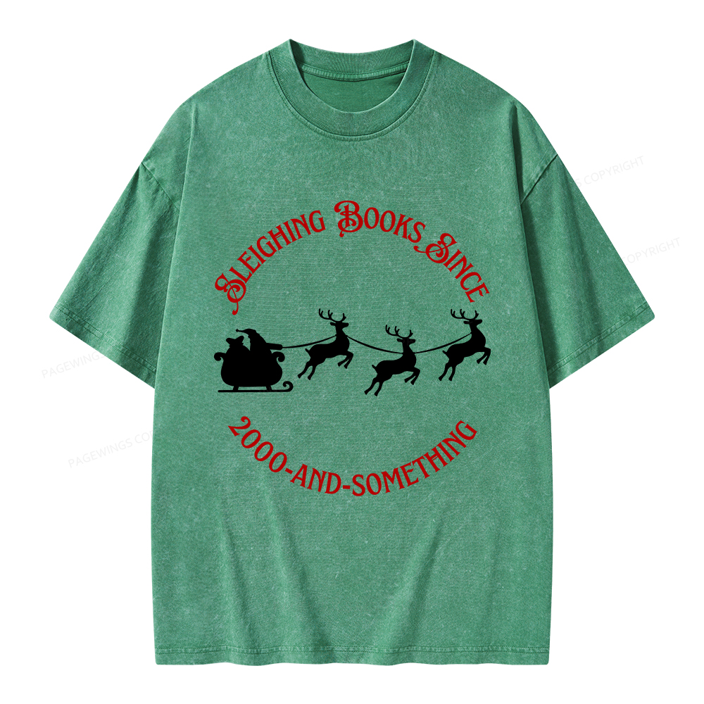 Pagewings Sleighing Books Since 2000-And-Something Unisex Washed T-shirt
