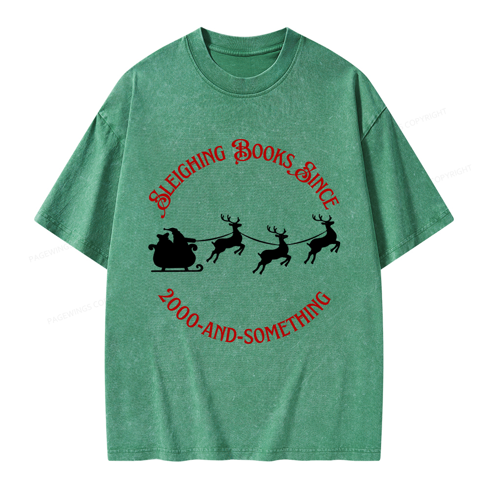 Pagewings Sleighing Books Since 2000-And-Something Unisex Washed T-shirt