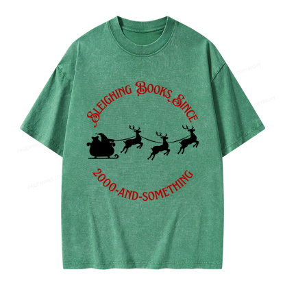 Pagewings Sleighing Books Since 2000-And-Something Unisex Washed T-shirt