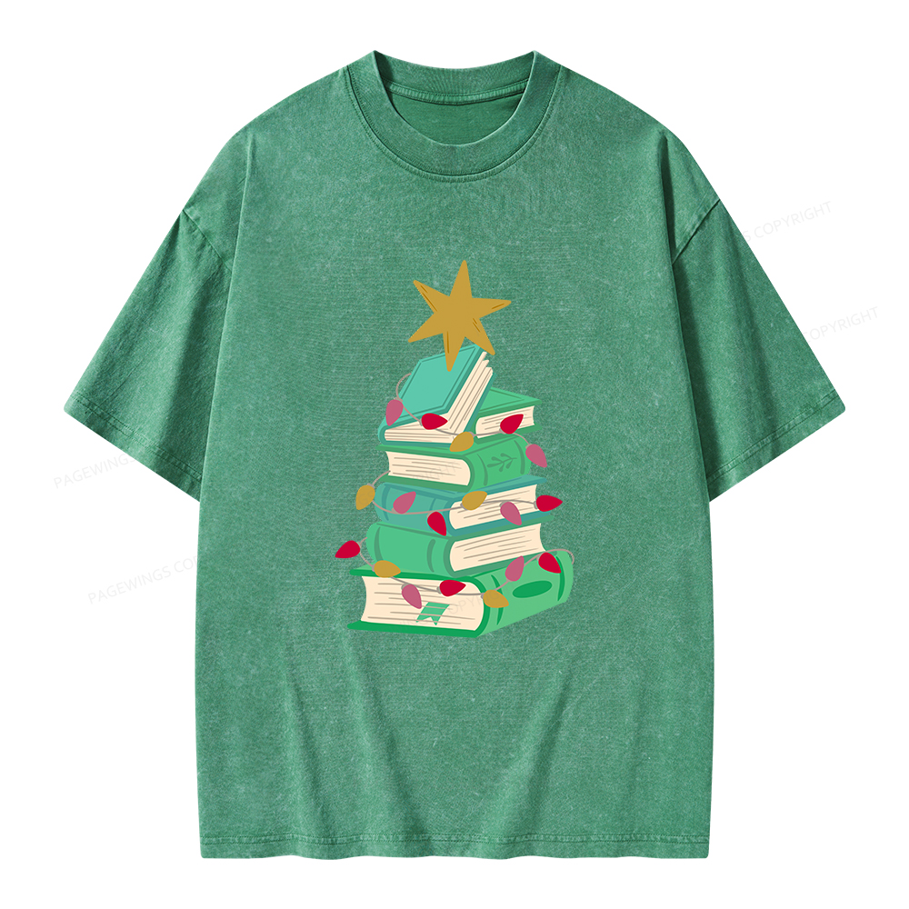 Pagewings Bookish Christmas Unisex Washed T-shirt