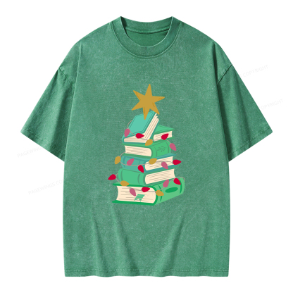 Pagewings Bookish Christmas Unisex Washed T-shirt