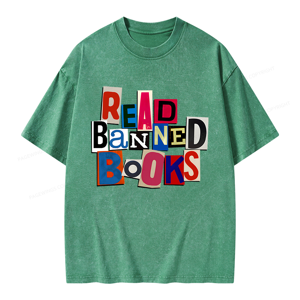 Pagewings Read Banned Books Unisex Washed T-shirt