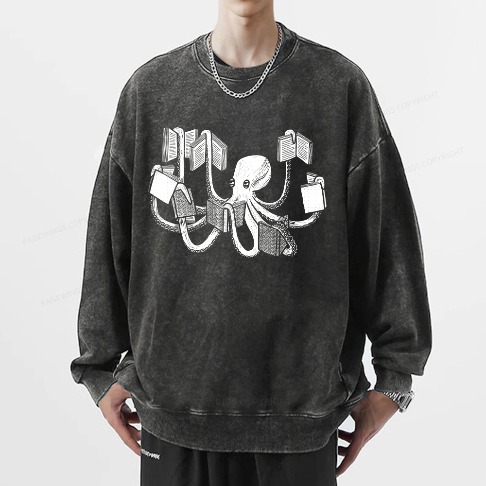 Pagewings Armed With Knowledge Unisex Washed Sweatshirt