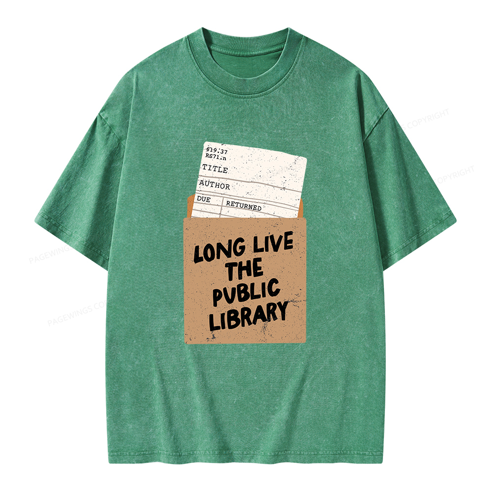 Pagewings Long Live The Public Library Unisex Washed T-shirt