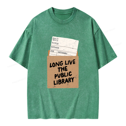 Pagewings Long Live The Public Library Unisex Washed T-shirt
