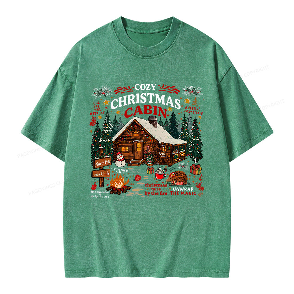 Pagewings Cozy Christmas Reading Unisex Washed T-shirt