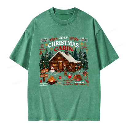 Pagewings Cozy Christmas Reading Unisex Washed T-shirt