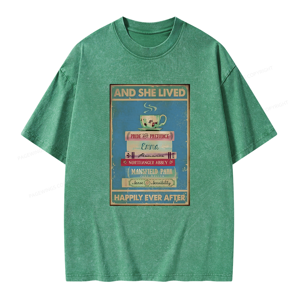 Pagewings And She Lived Happily Ever After Unisex Washed T-shirt
