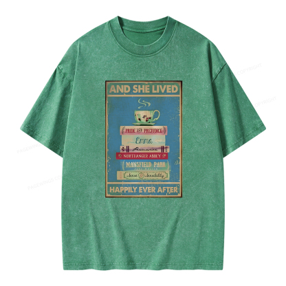 Pagewings And She Lived Happily Ever After Unisex Washed T-shirt