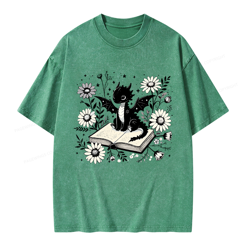 Pagewings Bookworm Dragon Unisex Washed T-shirt