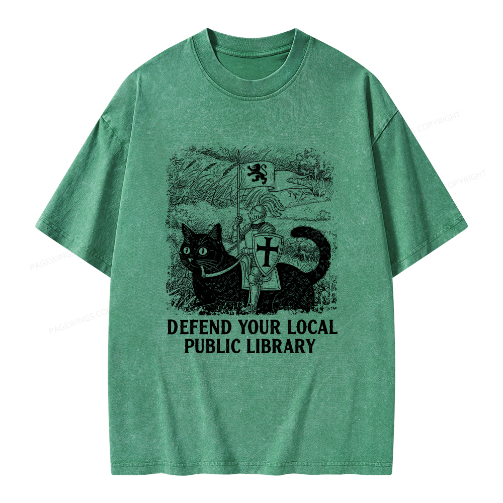 Pagewings Defend Your Local Public Library Unisex Washed T-shirt