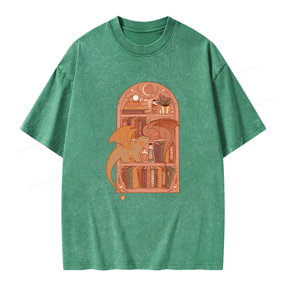 Pagewings Book Dragon Unisex Washed T-shirt