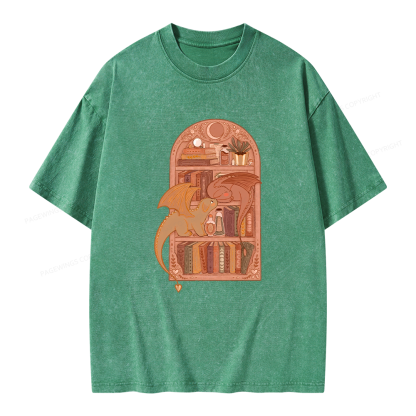 Pagewings Book Dragon Unisex Washed T-shirt