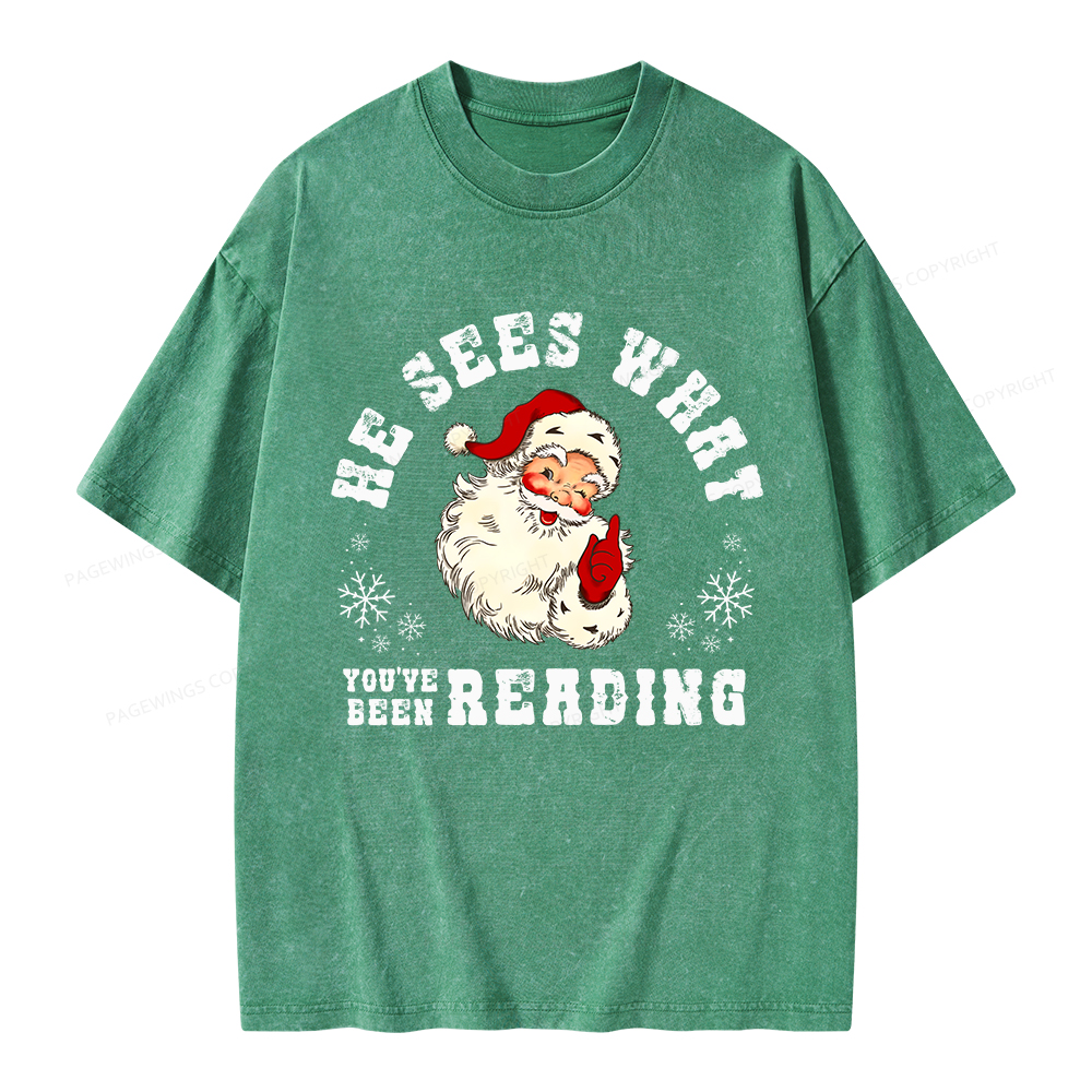 Pagewings He Sees What You've Been Reading Unisex Washed T-shirt