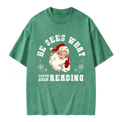 Pagewings He Sees What You've Been Reading Unisex Washed T-shirt