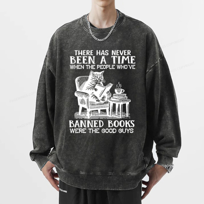 Pagewings Cats Reading Books Are Prohibited From Having Books Unisex Washed Sweatshirt