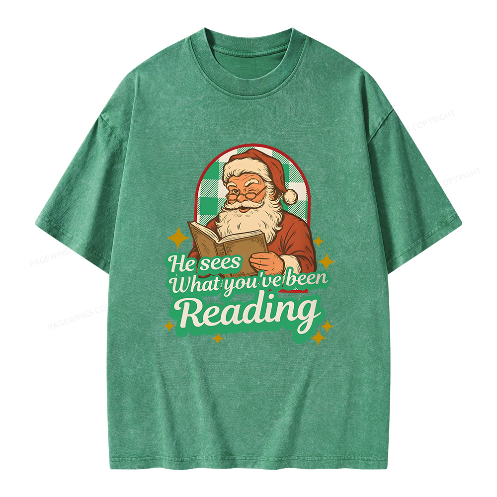 Pagewings He Sees What You've Been Reading Unisex Washed T-shirt