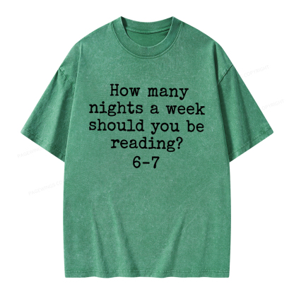 Pagewings How Many Nights A Week Should You Be Reading Unisex Washed T-shirt