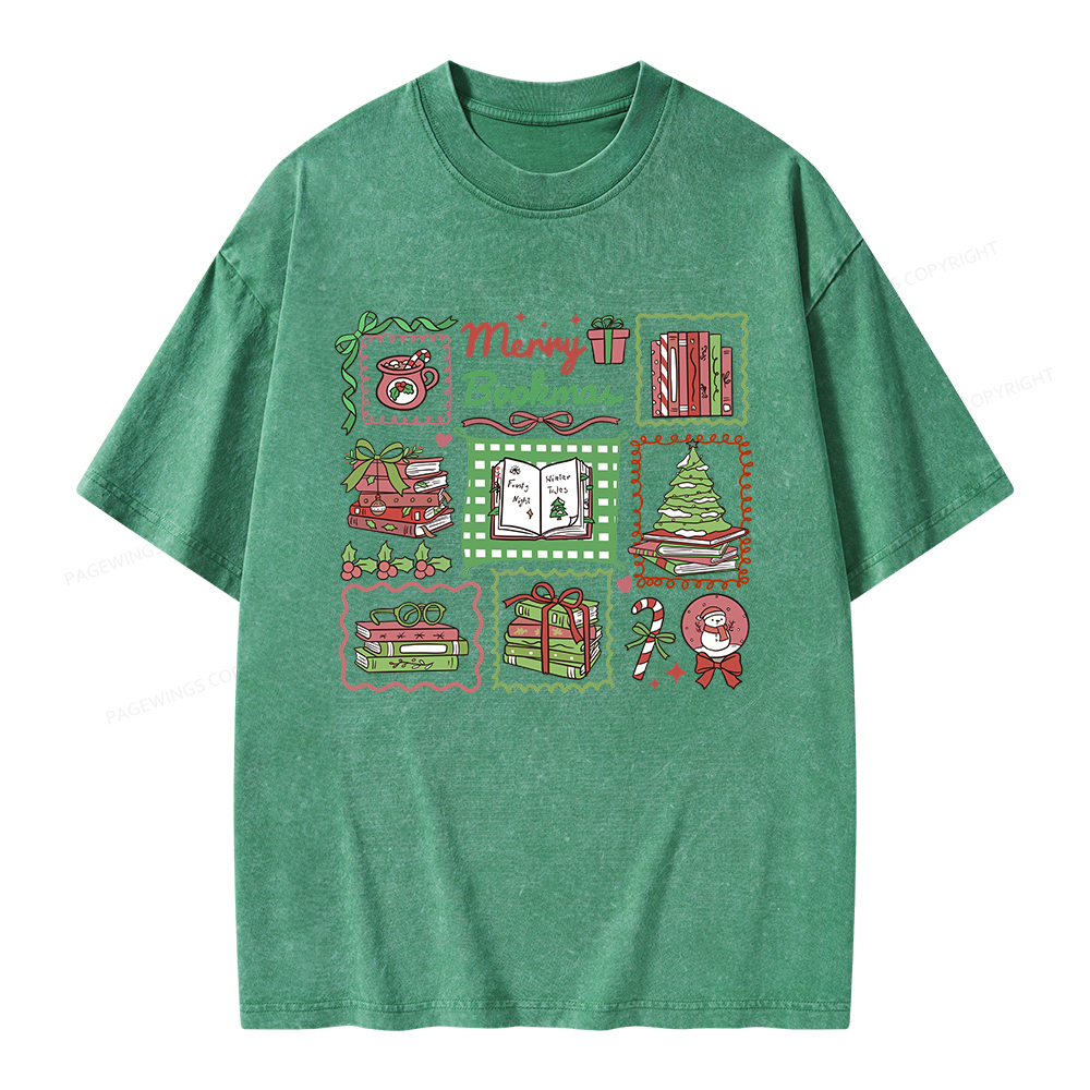 Pagewings Christmas Book Unisex Washed T-shirt