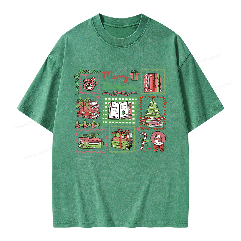 Pagewings Christmas Book Unisex Washed T-shirt