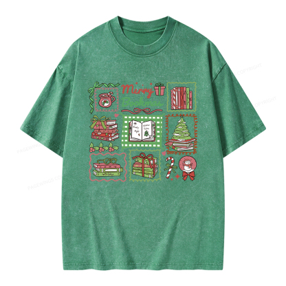 Pagewings Christmas Book Unisex Washed T-shirt