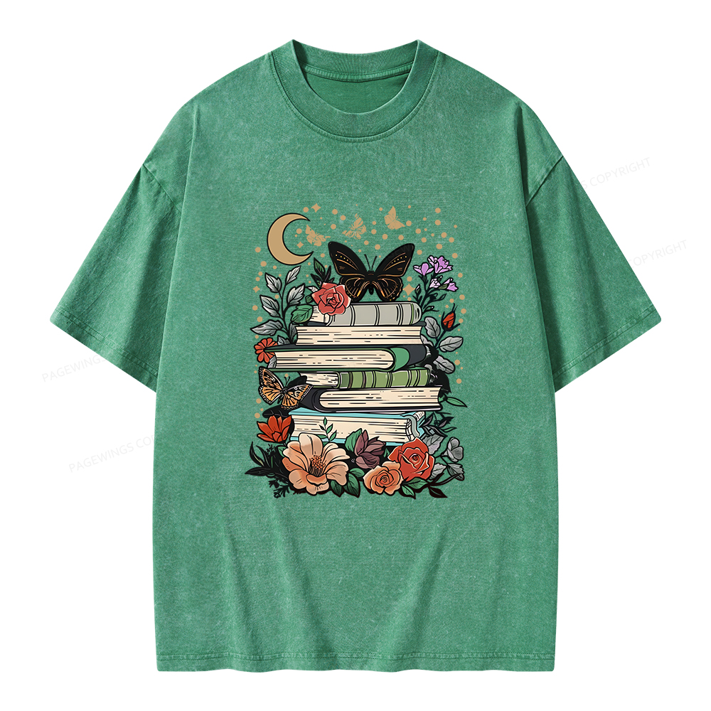 Pagewings Reading Books Stay Weird Unisex Washed T-shirt