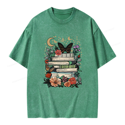 Pagewings Reading Books Stay Weird Unisex Washed T-shirt