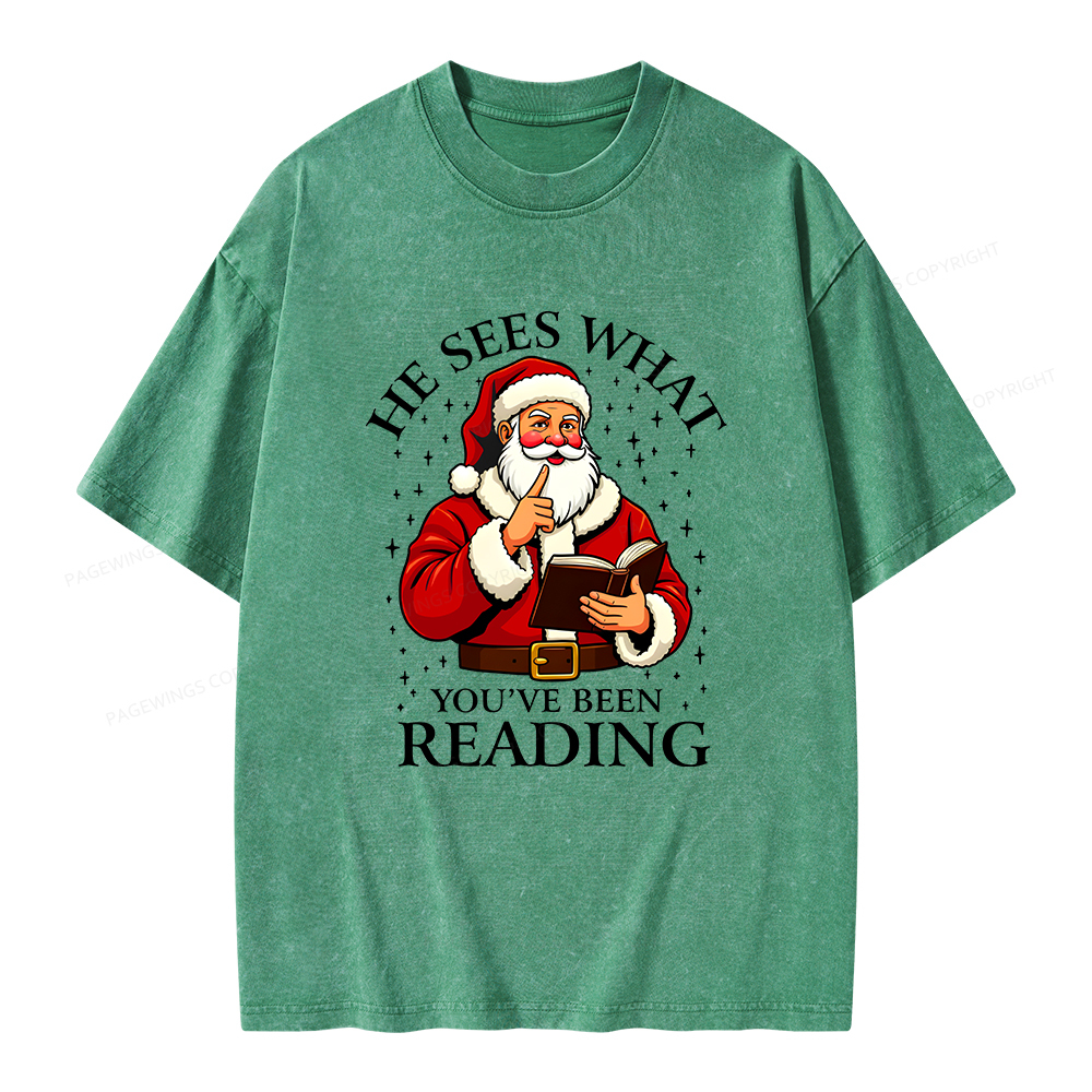 Pagewings He Sees What You've Been Reading Unisex Washed T-shirt
