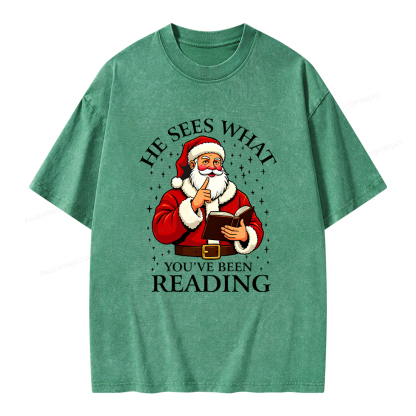 Pagewings He Sees What You've Been Reading Unisex Washed T-shirt