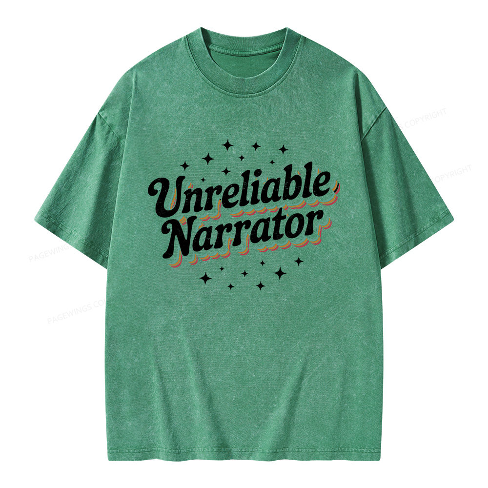 Pagewings Unreliable Narrator Unisex Washed T-shirt