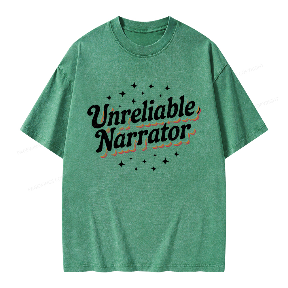 Pagewings Unreliable Narrator Unisex Washed T-shirt