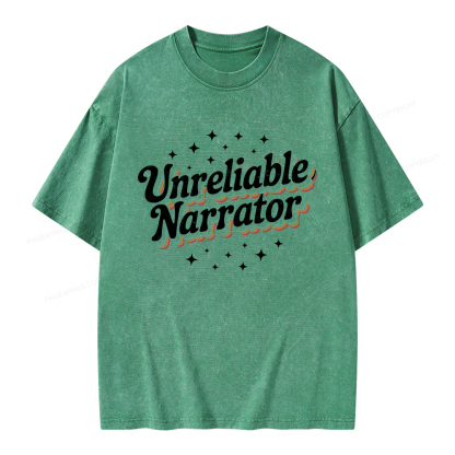 Pagewings Unreliable Narrator Unisex Washed T-shirt