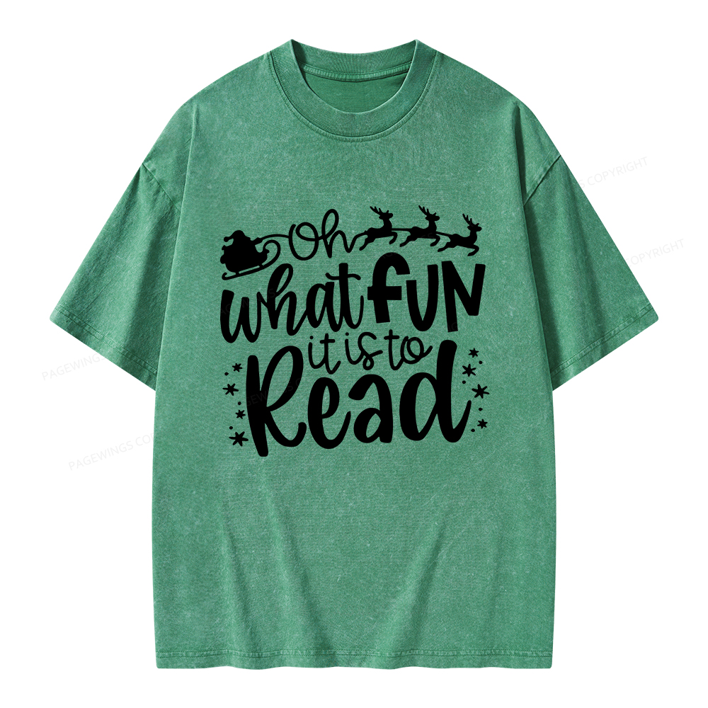 Pagewings Oh What Fun It Is To Read Unisex Washed T-shirt